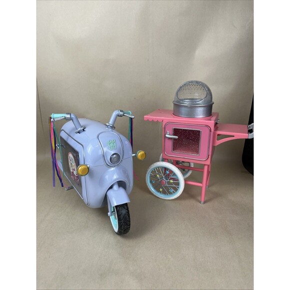Battat Glitter Girls Cotton Candy Machine Stand & Donut Delivery‎ Scooter Work - Picture 1 of 16